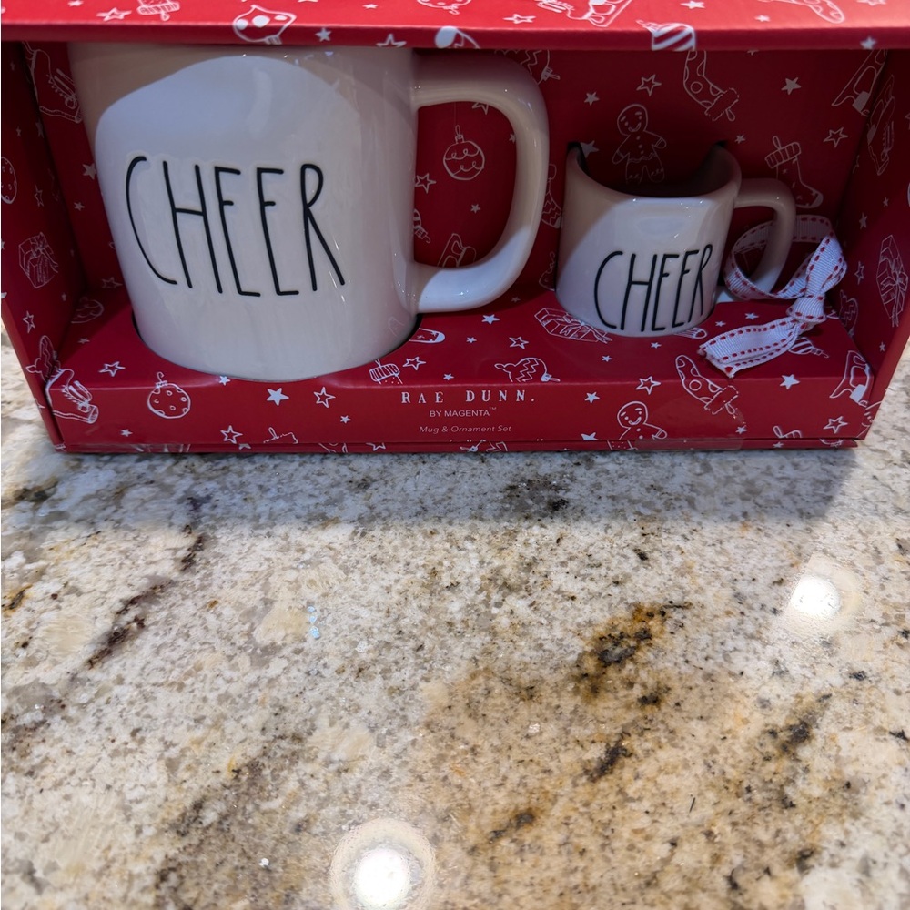 Rae Dunn Red and White Cheer Mug Duo